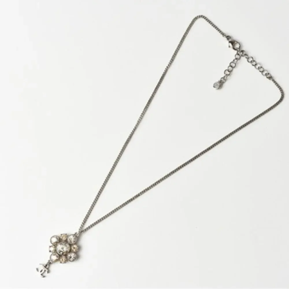 CHANEL 09C Coco Mark Necklace Silver Women's